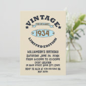 90パーソナライズされたヴィンテージ90th誕生日パーティー 招待状 (スタンド正面)