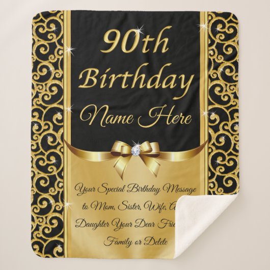 90パーソナライズされた歳の女性の贈り物アイディア シェルパブランケット (正面)