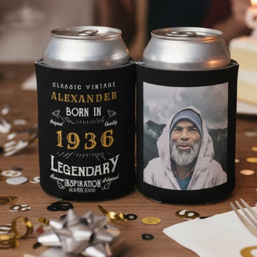 90パーソナライズされた番目の誕生日名前の追加Year写真 缶クーラー