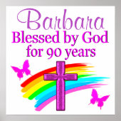 90パーソナライズされた番目の誕生日祈りの言葉 ポスター (正面)