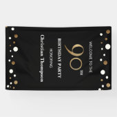 90パーソナライズされた番目の誕生日金ゴールド紙吹雪 横断幕 (横)