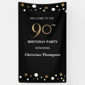 90パーソナライズされた番目の誕生日金ゴールド紙吹雪 横断幕 (縦)