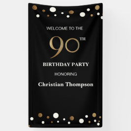 90パーソナライズされた番目の誕生日金ゴールド紙吹雪 横断幕