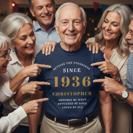 90パーソナライズされた番目の誕生日1936名前を追加Blue金ゴールド Tシャツ