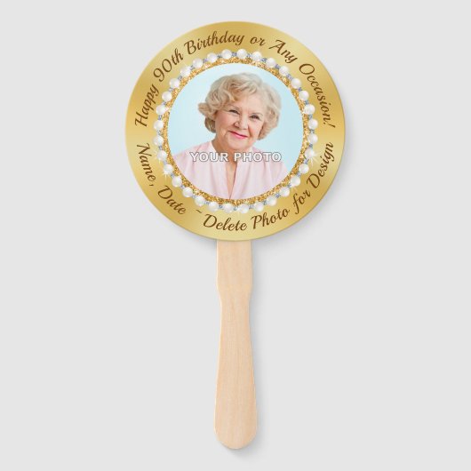 90パーソナライズされた誕生日のフォトパーティーの好意 ハンドファン (正面)