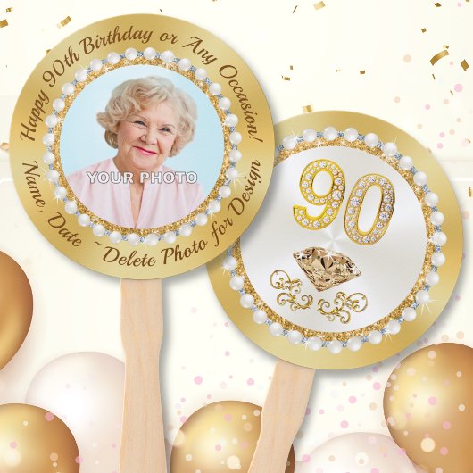 90パーソナライズされた誕生日のフォトパーティーの好意 ハンドファン