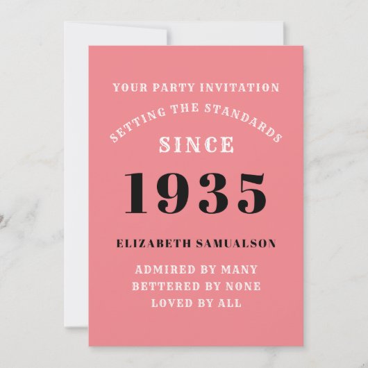 90パーソナライズされた誕生日名前をピンクに追加 招待状 (正面)