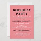 90パーソナライズされた誕生日名前をピンクに追加 招待状 (裏面)