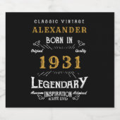 90パーソナライズされた誕生日1931生まれヴィンテージ黒 ビールラベル (シングルラベル)