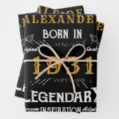 90パーソナライズされた誕生日1931生まれヴィンテージ黒 ラッピングペーパーシート (インサイチュ)