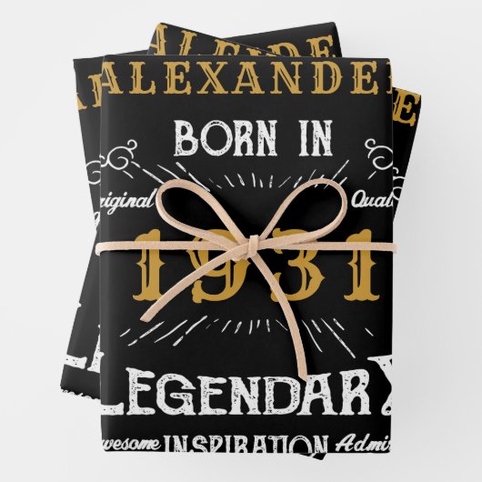 90パーソナライズされた誕生日1931生まれヴィンテージ黒 ラッピングペーパーシート (インサイチュ)