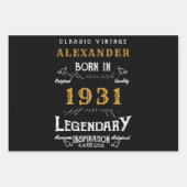 90パーソナライズされた誕生日1931生まれヴィンテージ黒 ラッピングペーパーシート (正面)