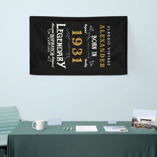 90パーソナライズされた誕生日1931生まれヴィンテージ黒 横断幕 (トレードショー)