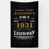 90パーソナライズされた誕生日1931生まれヴィンテージ黒 横断幕 (縦)