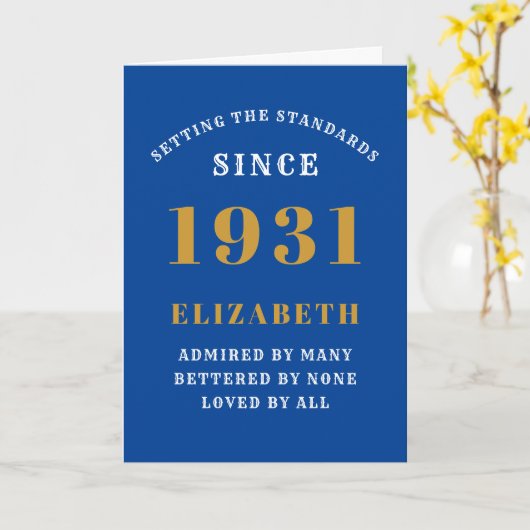 90パーソナライズされた誕生日1931生まれ青金ゴールド カード (黄色い花)