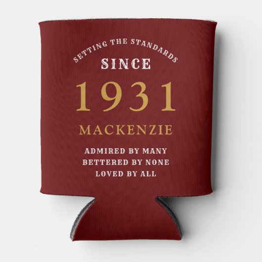 90パーソナライズされた誕生日1931赤金ゴールド巨大 缶クーラー (正面)