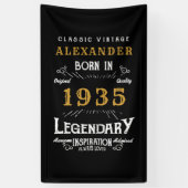 90パーソナライズされた誕生日1935生まれヴィンテージ黒 横断幕 (縦)