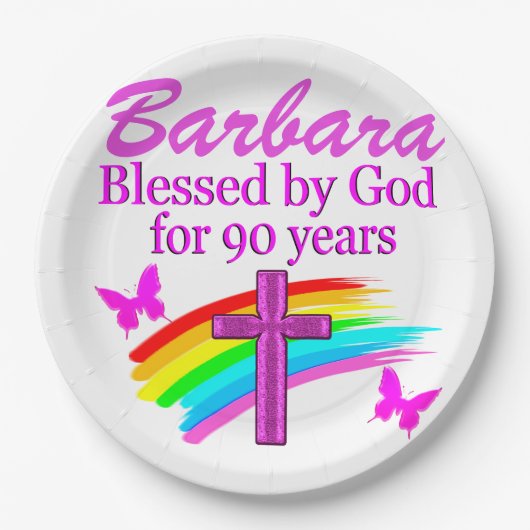 90パーソナライズされた賛美年のプレート ペーパープレート (正面)