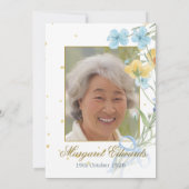 90フローラ花金ゴールドエレガント写真誕生日 招待状 (裏面)