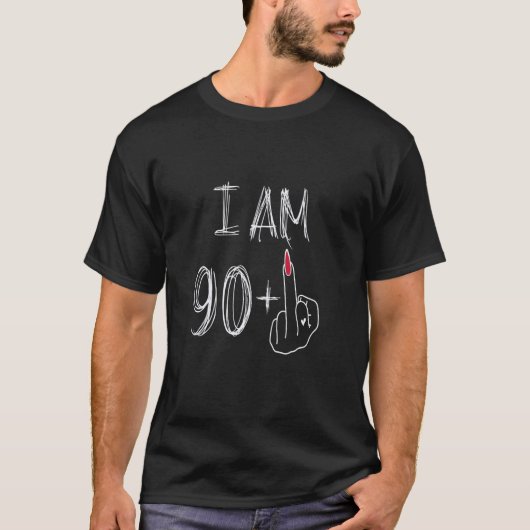 90プラス1中指 90歳の誕生日に Tシャツ (正面)