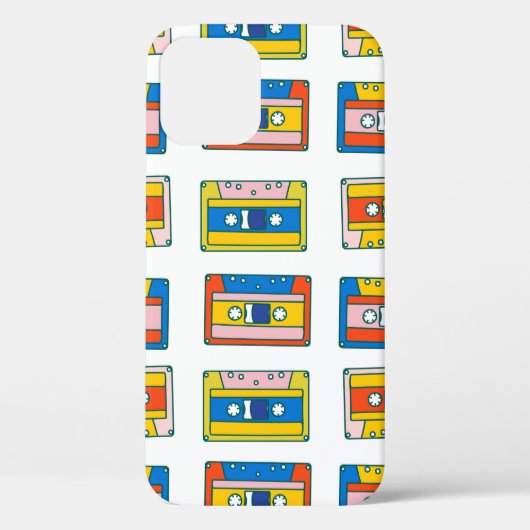 90ポップ・アートの年代の途切れない音楽カセットの模様。B Case-Mate iPhoneケース (裏面)