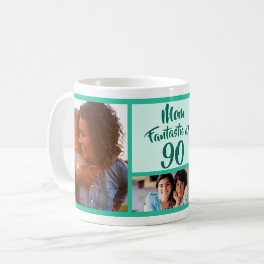 90ママ誕生日フォトコラージュで幻想的 コーヒーマグカップ (正面左)