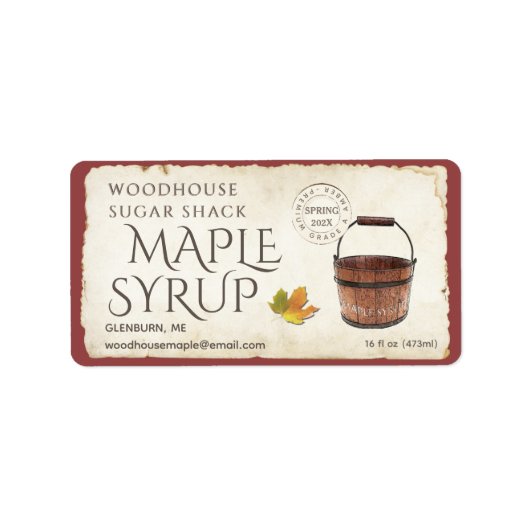 90ラベルMaple Syrup Sap Bucket Leaf Postmark ラベル (正面)
