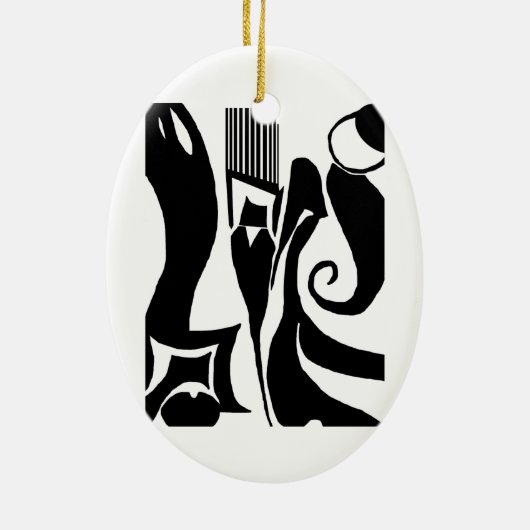 90リノリウムのプリントのデザインのオーナメント セラミックオーナメント (裏面)