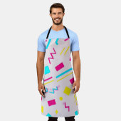 90代の手描きドードル エプロン (着用した状態)