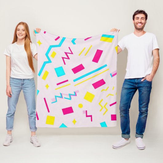 90代の手描きドードル フリースブランケット (インサイチュ)