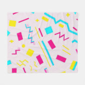 90代の手描きドードル フリースブランケット (正面(横))