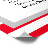 90個の赤/白ストライプの結婚座席表 ポスター (角)