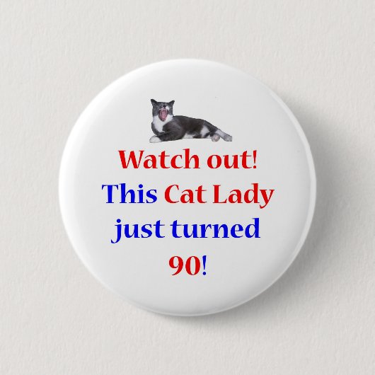 90匹の猫の女性 缶バッジ (正面)