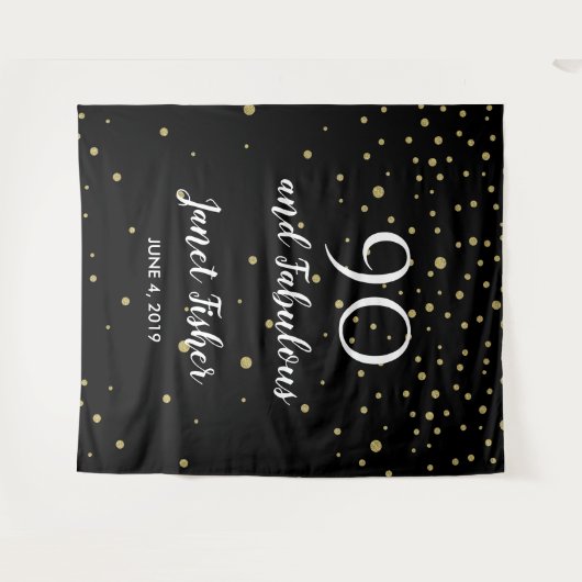 90及びすばらしい誕生日の写真ブースの背景幕の旗 タペストリー (正面(横))