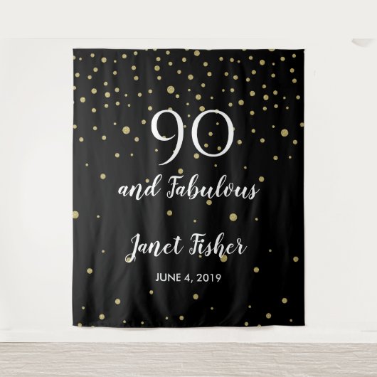 90及びすばらしい誕生日の写真ブースの背景幕の旗 タペストリー (正面)