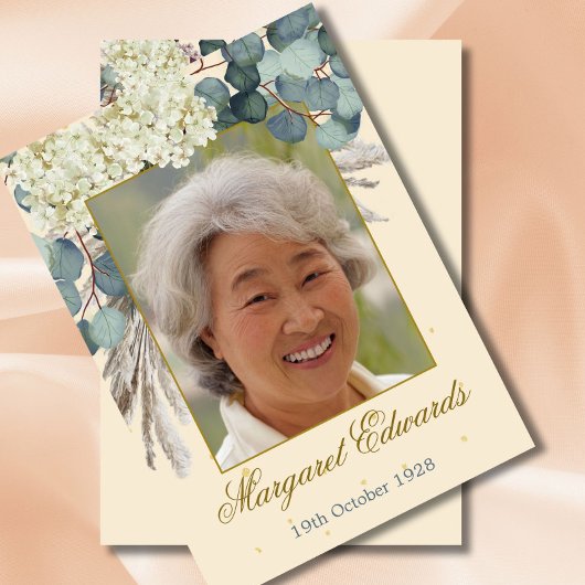 90周年フラワークリームエレガントゴールドフォト誕生日 招待状