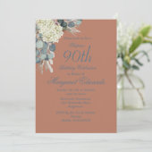 90周年 花の洗練されたモダンな写真の誕生日 招待状 (スタンド正面)