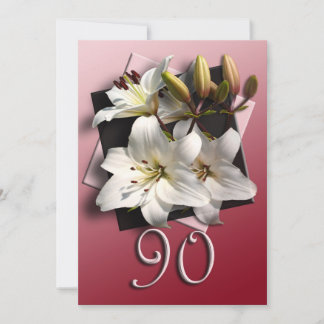 90回目の誕生日パーティーの招待 – 白百合 招待状