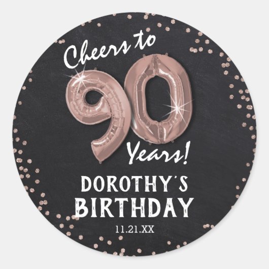 90年おめでとう! 90歳の誕生日 ラウンドシール (正面)