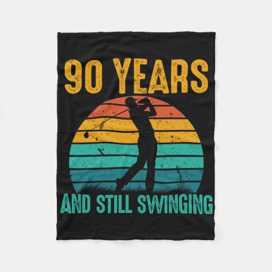 90年と今もスイングおもしろいゴルフ90番目の誕生日 フリースブランケット (正面)
