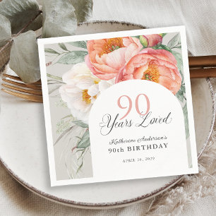 90年の愛しフェミニンたフローラ90誕生日 スタンダードカクテルナプキン