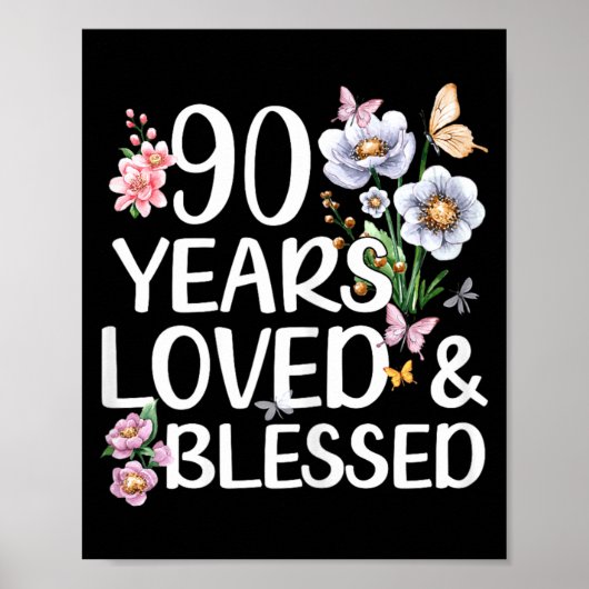 90年の愛と祝福 フローラル90歳の誕生日 ポスター (正面)