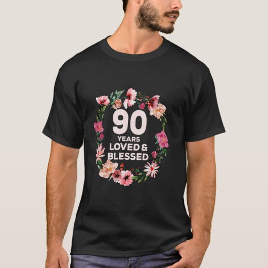 90年の愛と賛美フローラの花90th Birt Tシャツ (正面)