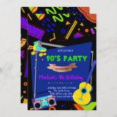 90年の誕生日テーマパーティーの招待 招待状 (正面/裏面)