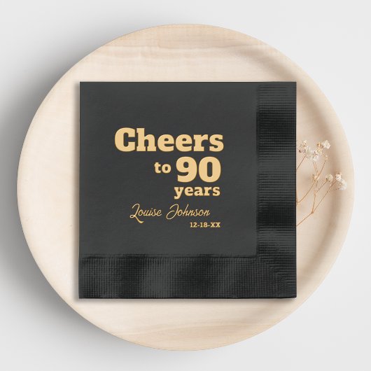 90年エレガント90歳の誕生日パーティーへの応援 箔ナプキン