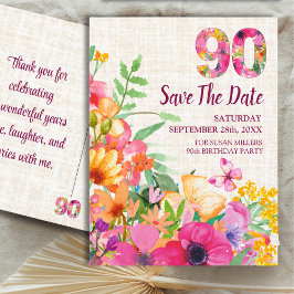 90年フラワーズフローラ90誕生日リネン 案内ポストカード