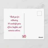 90年フラワーバタフライ90誕生日ありがとう ポストカード (裏面)