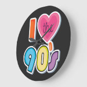 90年代おもしろいの1990年代のテーマパーティーが大好き ラージ壁時計 (傾斜)