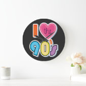 90年代おもしろいの1990年代のテーマパーティーが大好き ラージ壁時計 (ホーム)