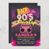 90年代と80年代のアイディア誕生日パーティーの招待状 招待状 (正面/裏面)